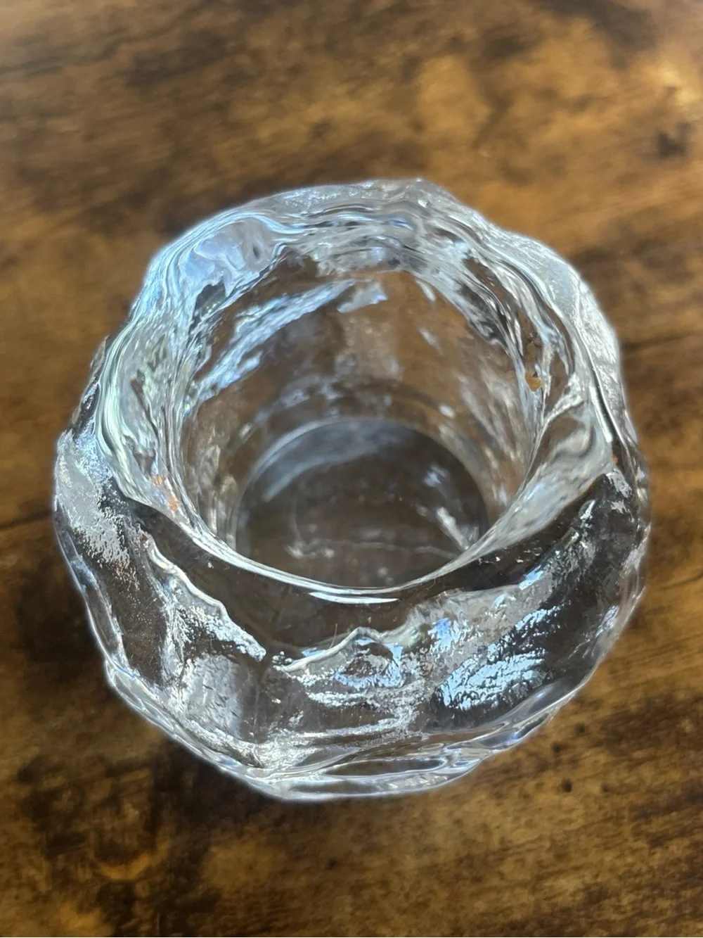 Kosta BODA Crystal SNOWBALL Votive Candle Holder Ann Warff SWEDEN